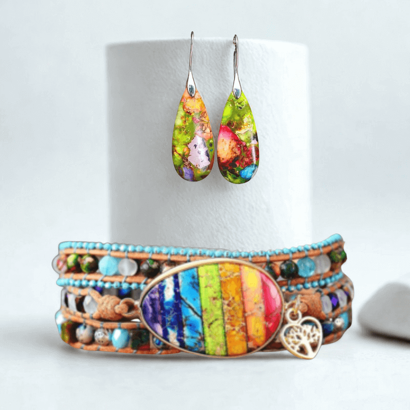 Színes ékszer szett a Regalit - Akaraterő Szett témában Ékszer szett, rainbow színekben, kézzel készített, egyedi design, a Zen Natural™ minőségi kivitelezé.